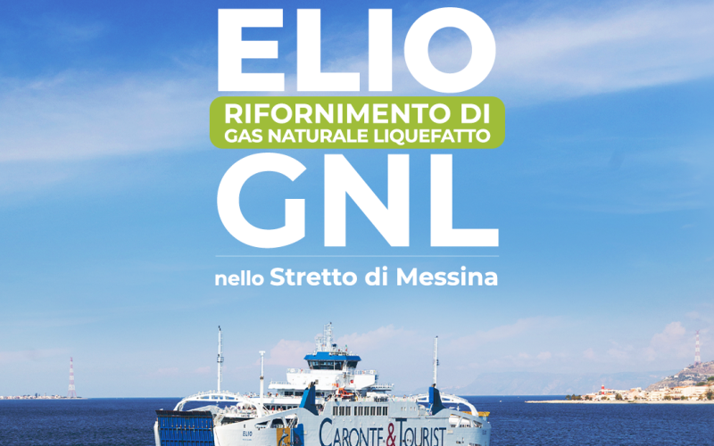 La nave Elio pronta a navigare a LNG nello Stretto di Messina