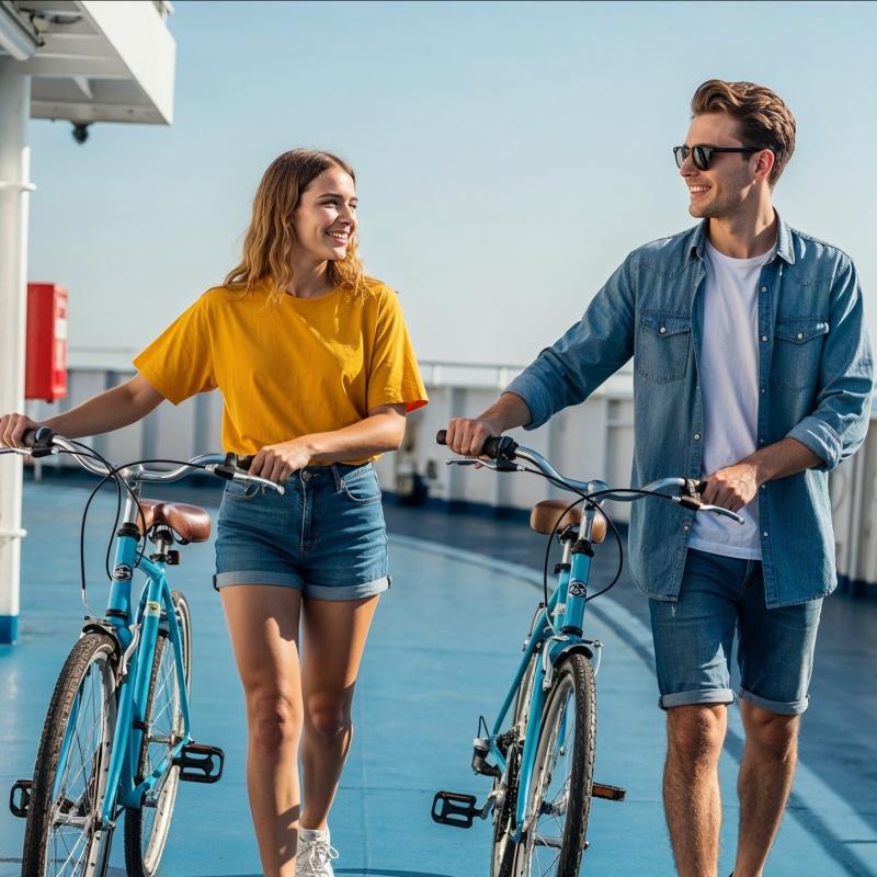 Come arrivare alle Eolie da Milazzo - imbarco bici in traghetto